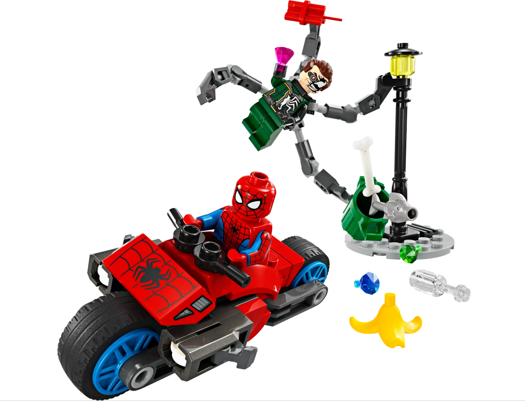 Motorcycle Chase: Spider-Man vs. Doc Ock LEGO Set - Source The LEGO GroupMotorcycle Chase: Spider-Man vs. Doc Ock