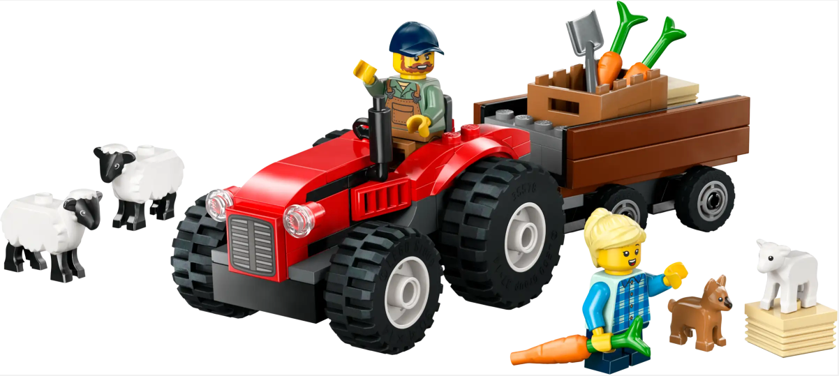 Red Farm Tractor with Trailer & Sheep - Source The LEGO GroupRed Farm Tractor with Trailer & Sheep