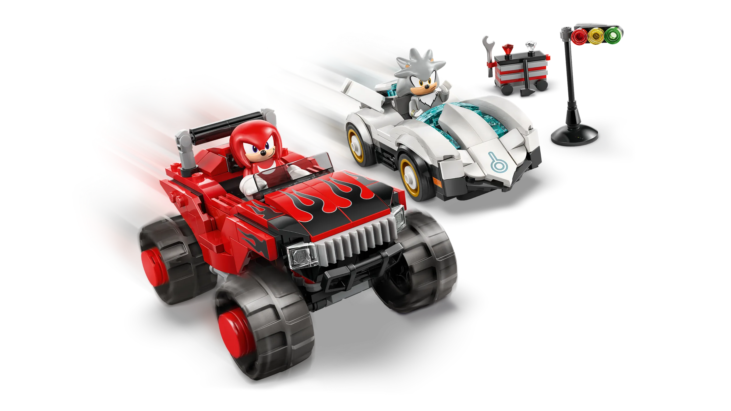 Silver's Car vs. Knuckles' Monster Truck - Source The LEGO GroupSilver’s Car vs. Knuckles’ Monster Truck